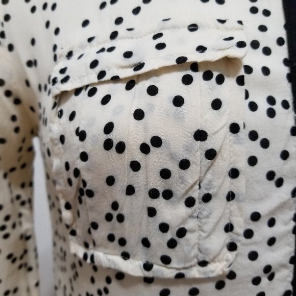Maeve top 0 Bagatelle Button Down polka dot print long sleeve Anthropologie - Picture 7 of 16